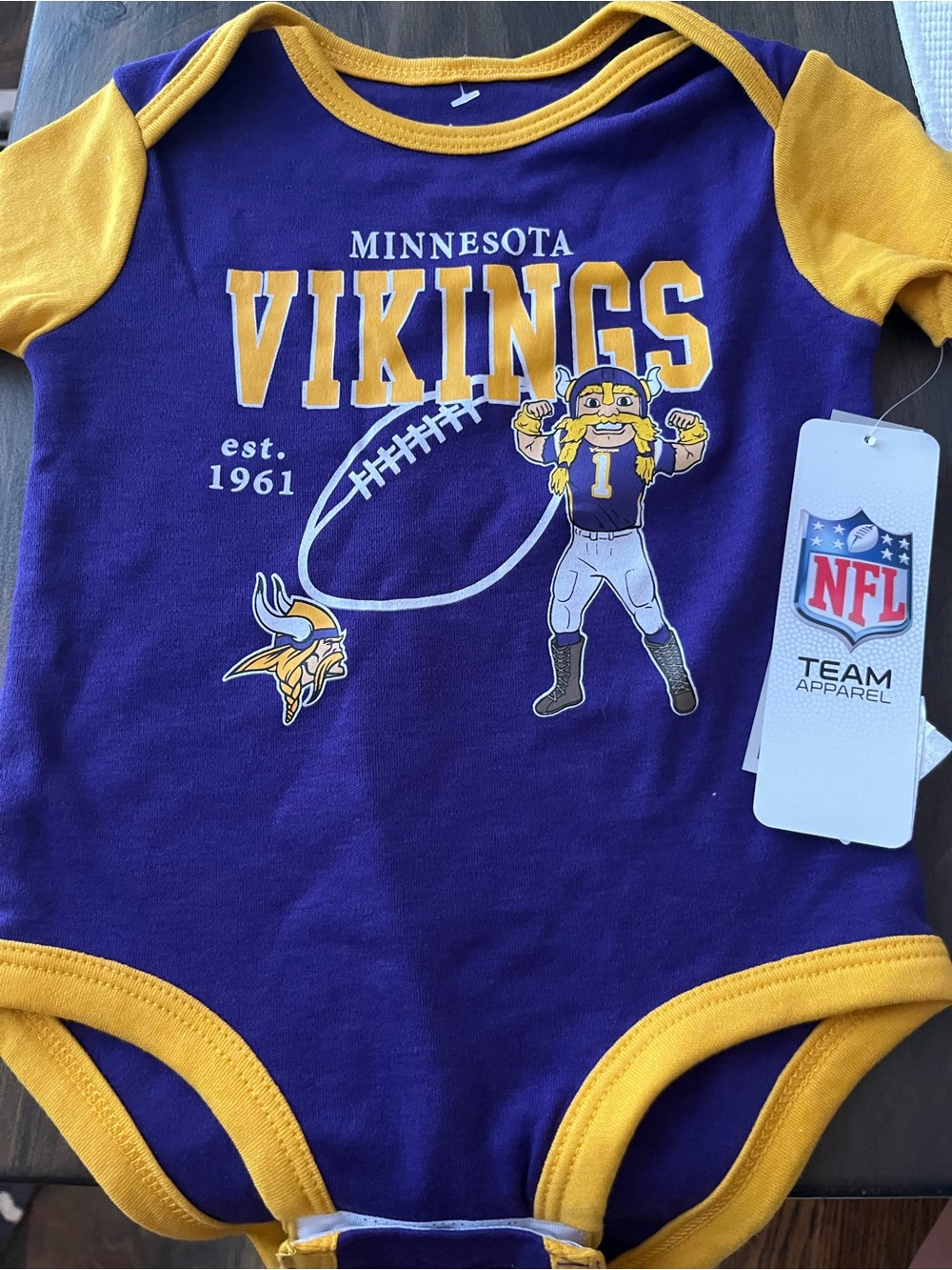 Minnesota Vikings Purple and Gold Baby Bodysuit